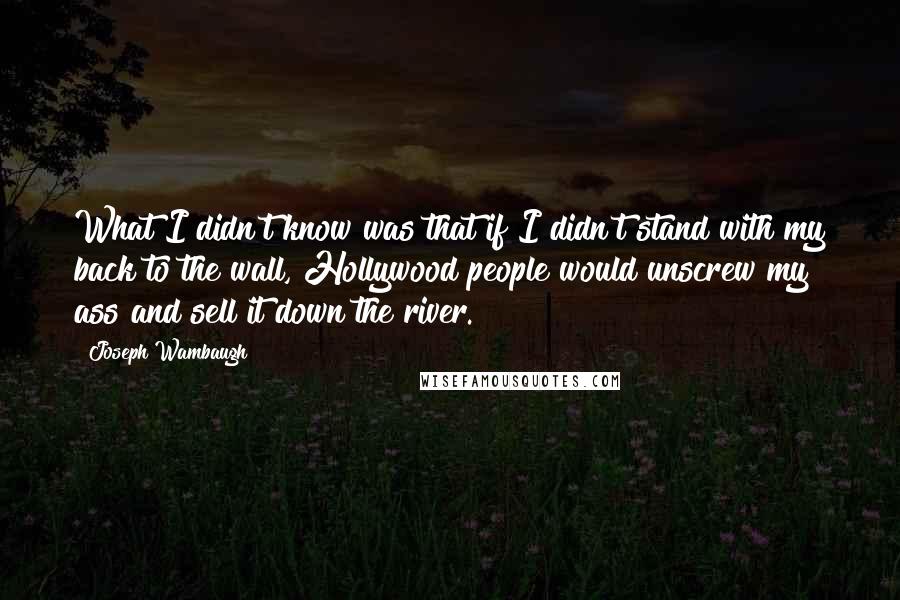 Joseph Wambaugh Quotes: What I didn't know was that if I didn't stand with my back to the wall, Hollywood people would unscrew my ass and sell it down the river.