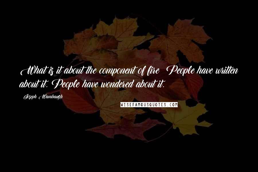 Joseph Wambaugh Quotes: What is it about the component of fire? People have written about it. People have wondered about it.