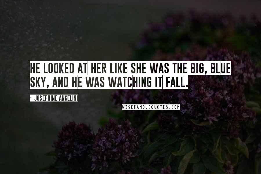 Josephine Angelini Quotes: He looked at her like she was the big, blue sky, and he was watching it fall.