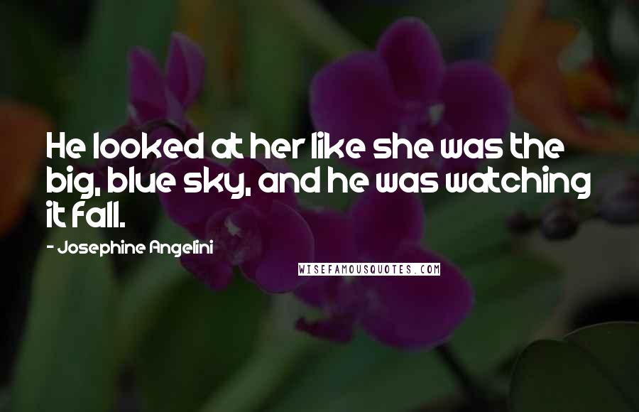 Josephine Angelini Quotes: He looked at her like she was the big, blue sky, and he was watching it fall.