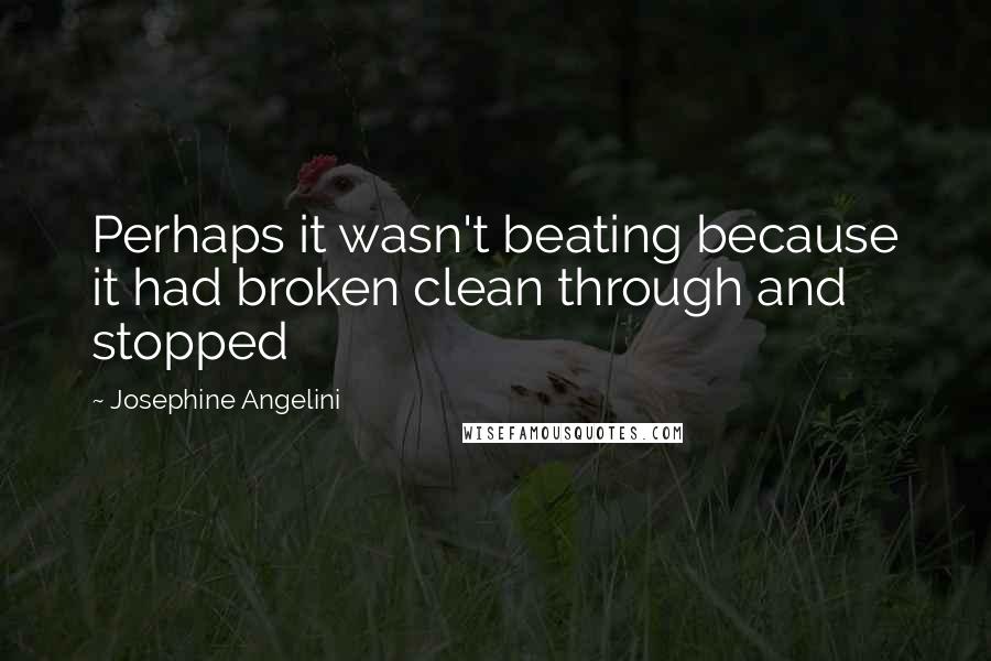 Josephine Angelini Quotes: Perhaps it wasn't beating because it had broken clean through and stopped