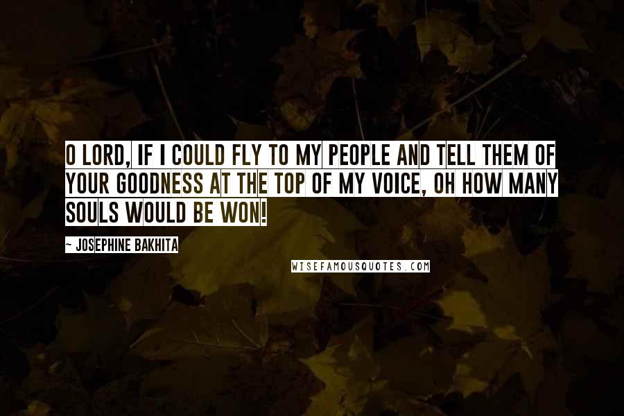 Josephine Bakhita Quotes: O Lord, if I could fly to my people and tell them of your goodness at the top of my voice, oh how many souls would be won!