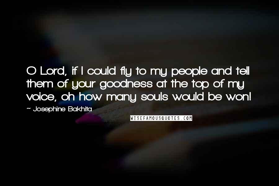 Josephine Bakhita Quotes: O Lord, if I could fly to my people and tell them of your goodness at the top of my voice, oh how many souls would be won!