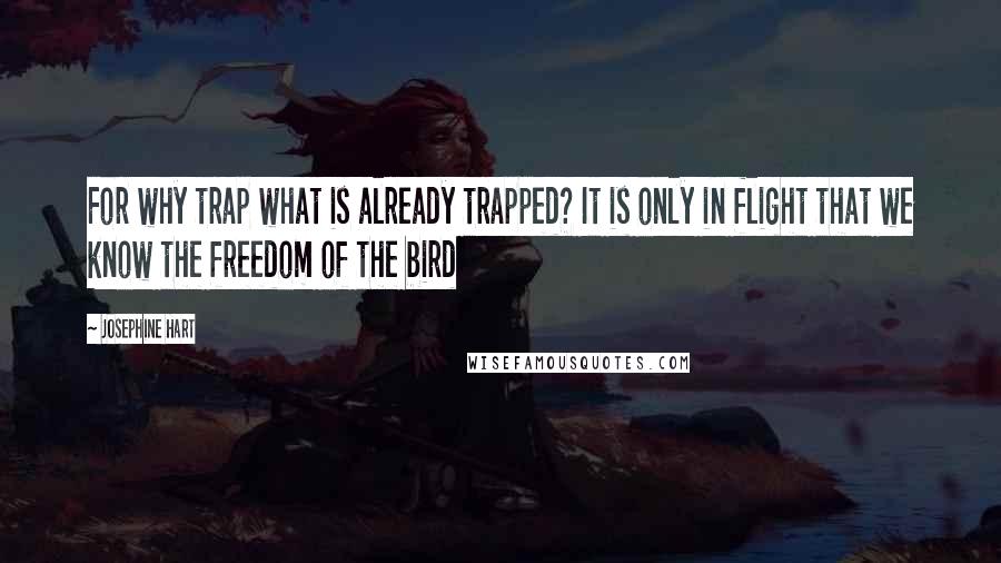 Josephine Hart Quotes: For why trap what is already trapped? It is only in flight that we know the freedom of the bird