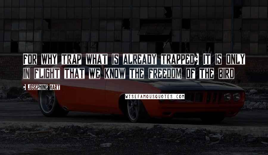 Josephine Hart Quotes: For why trap what is already trapped? It is only in flight that we know the freedom of the bird