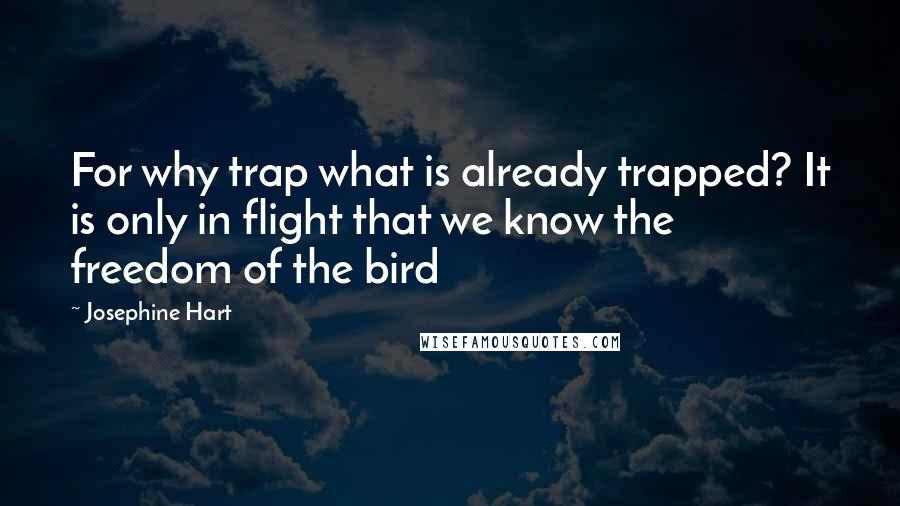 Josephine Hart Quotes: For why trap what is already trapped? It is only in flight that we know the freedom of the bird