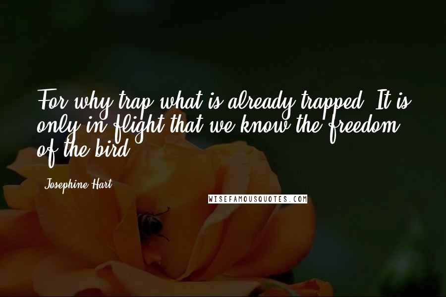 Josephine Hart Quotes: For why trap what is already trapped? It is only in flight that we know the freedom of the bird