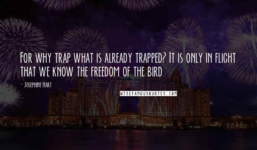 Josephine Hart Quotes: For why trap what is already trapped? It is only in flight that we know the freedom of the bird