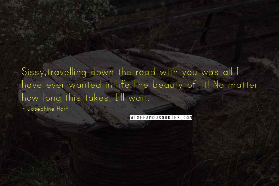 Josephine Hart Quotes: Sissy,travelling down the road with you was all I have ever wanted in life.The beauty of it! No matter how long this takes, I'll wait.