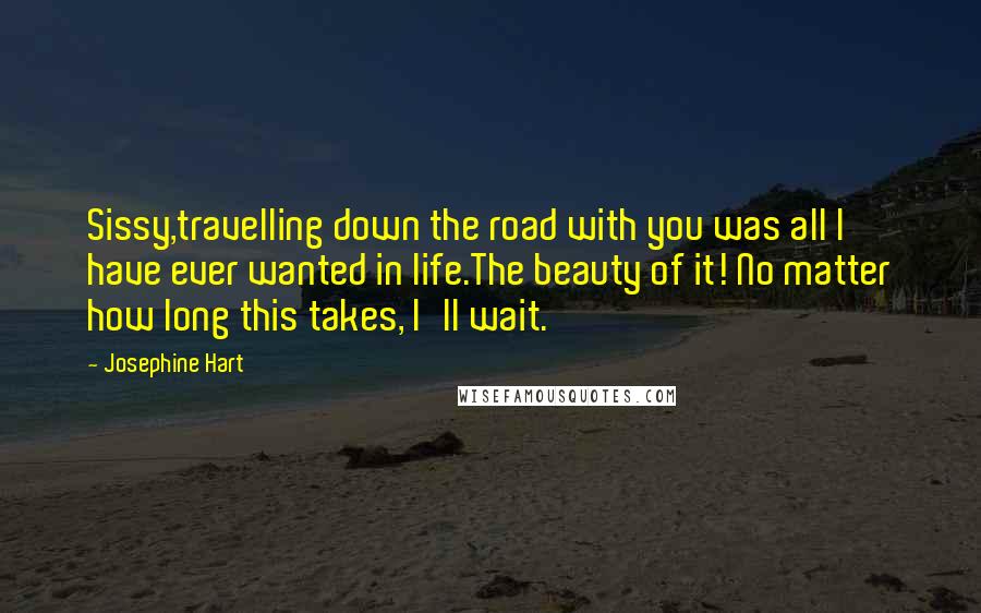 Josephine Hart Quotes: Sissy,travelling down the road with you was all I have ever wanted in life.The beauty of it! No matter how long this takes, I'll wait.