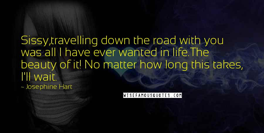 Josephine Hart Quotes: Sissy,travelling down the road with you was all I have ever wanted in life.The beauty of it! No matter how long this takes, I'll wait.
