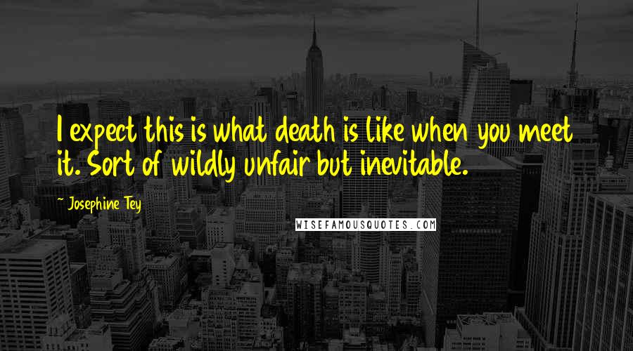 Josephine Tey Quotes: I expect this is what death is like when you meet it. Sort of wildly unfair but inevitable.