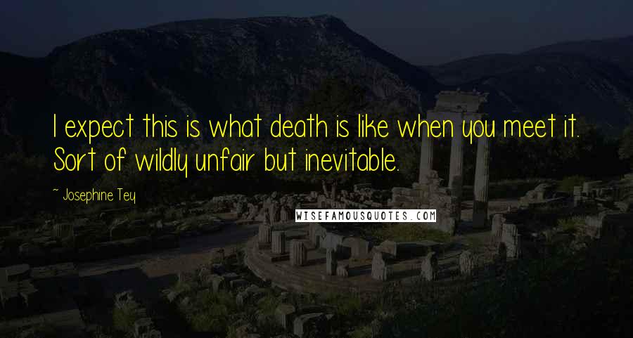 Josephine Tey Quotes: I expect this is what death is like when you meet it. Sort of wildly unfair but inevitable.