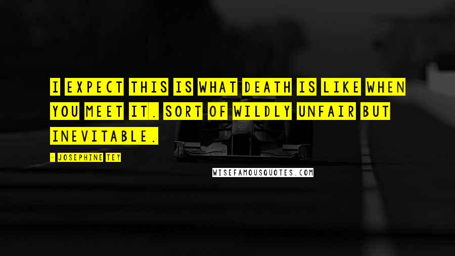 Josephine Tey Quotes: I expect this is what death is like when you meet it. Sort of wildly unfair but inevitable.