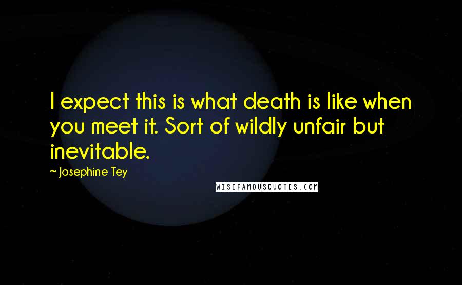 Josephine Tey Quotes: I expect this is what death is like when you meet it. Sort of wildly unfair but inevitable.