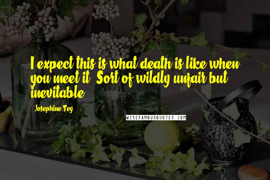 Josephine Tey Quotes: I expect this is what death is like when you meet it. Sort of wildly unfair but inevitable.