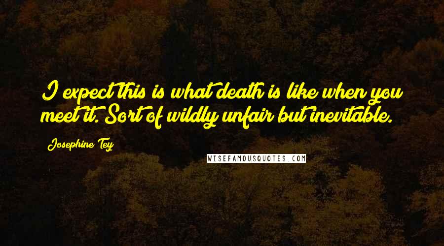 Josephine Tey Quotes: I expect this is what death is like when you meet it. Sort of wildly unfair but inevitable.