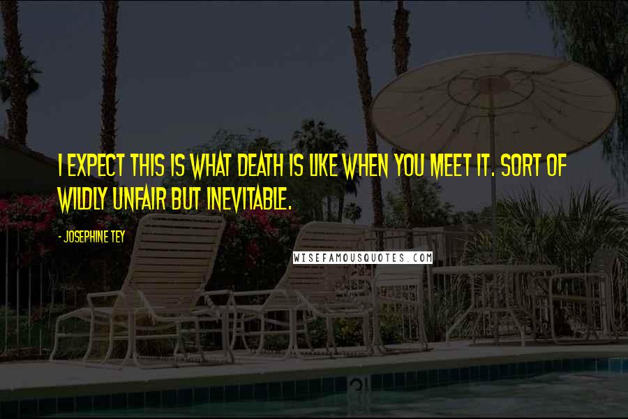Josephine Tey Quotes: I expect this is what death is like when you meet it. Sort of wildly unfair but inevitable.
