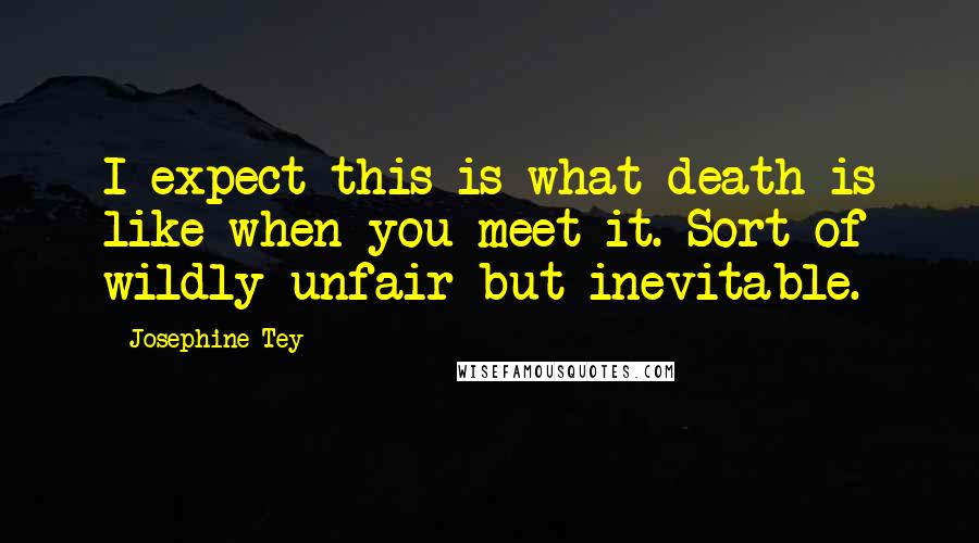 Josephine Tey Quotes: I expect this is what death is like when you meet it. Sort of wildly unfair but inevitable.