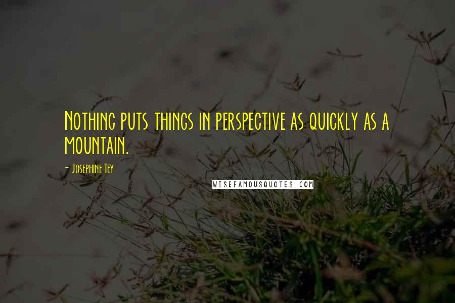 Josephine Tey Quotes: Nothing puts things in perspective as quickly as a mountain.