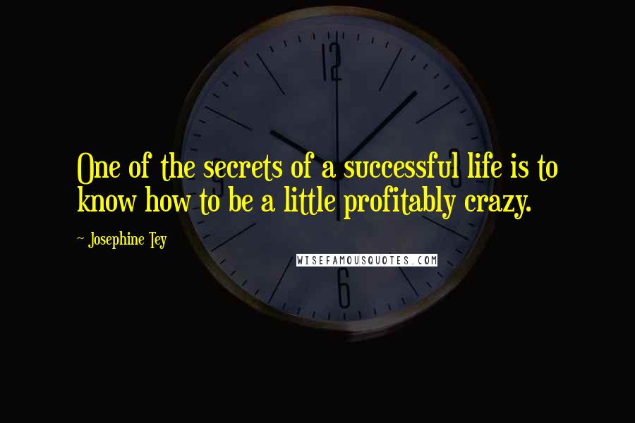 Josephine Tey Quotes: One of the secrets of a successful life is to know how to be a little profitably crazy.