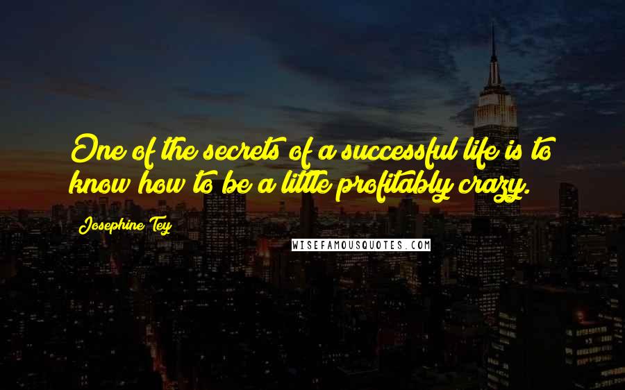 Josephine Tey Quotes: One of the secrets of a successful life is to know how to be a little profitably crazy.