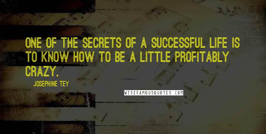 Josephine Tey Quotes: One of the secrets of a successful life is to know how to be a little profitably crazy.