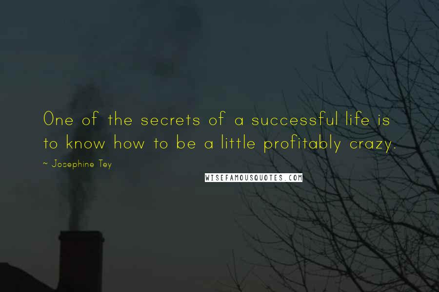 Josephine Tey Quotes: One of the secrets of a successful life is to know how to be a little profitably crazy.