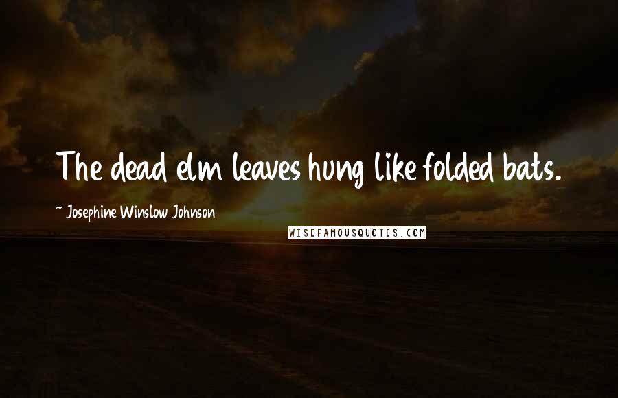 Josephine Winslow Johnson Quotes: The dead elm leaves hung like folded bats.