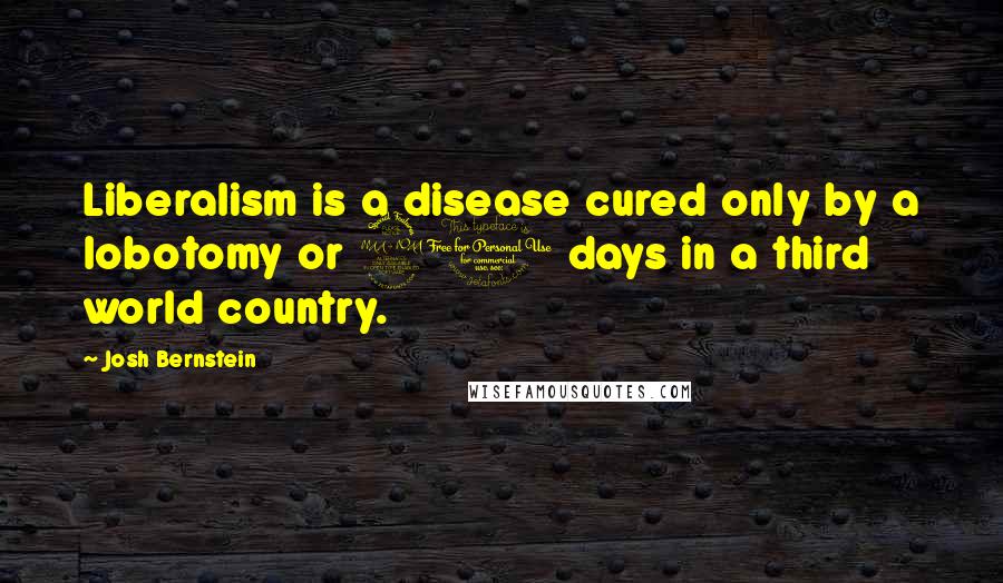 Josh Bernstein Quotes: Liberalism is a disease cured only by a lobotomy or 90 days in a third world country.