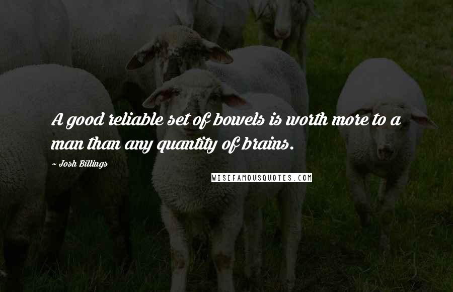 Josh Billings Quotes: A good reliable set of bowels is worth more to a man than any quantity of brains.