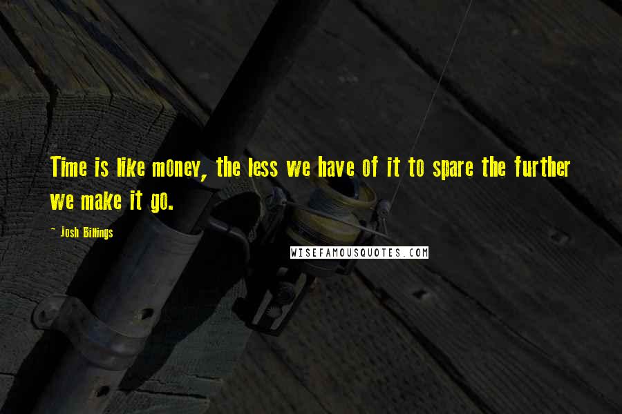 Josh Billings Quotes: Time is like money, the less we have of it to spare the further we make it go.