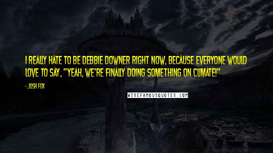 Josh Fox Quotes: I really hate to be Debbie Downer right now, because everyone would love to say, "Yeah, we're finally doing something on climate!"