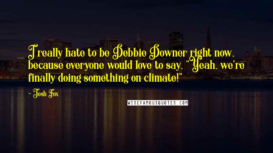 Josh Fox Quotes: I really hate to be Debbie Downer right now, because everyone would love to say, "Yeah, we're finally doing something on climate!"