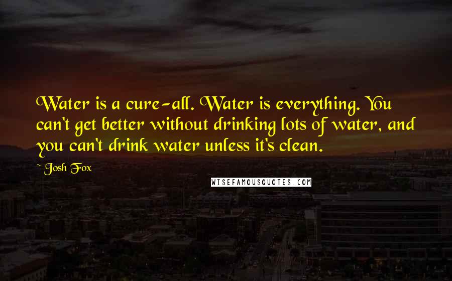 Josh Fox Quotes: Water is a cure-all. Water is everything. You can't get better without drinking lots of water, and you can't drink water unless it's clean.