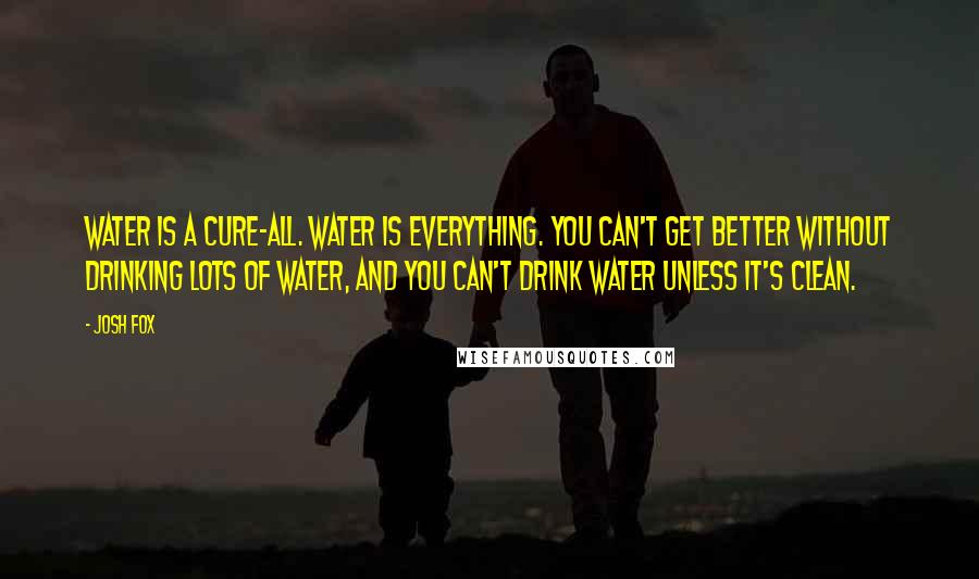 Josh Fox Quotes: Water is a cure-all. Water is everything. You can't get better without drinking lots of water, and you can't drink water unless it's clean.