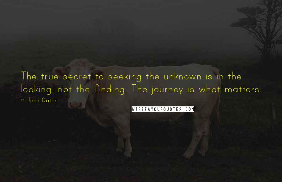 Josh Gates Quotes: The true secret to seeking the unknown is in the looking, not the finding. The journey is what matters.