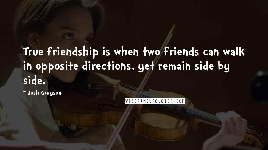 Josh Grayson Quotes: True friendship is when two friends can walk in opposite directions, yet remain side by side.