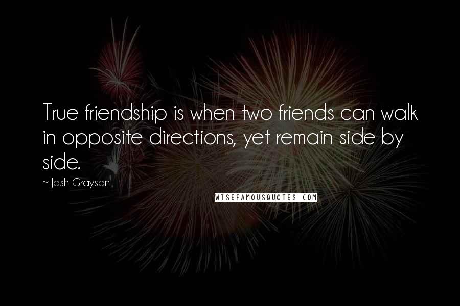 Josh Grayson Quotes: True friendship is when two friends can walk in opposite directions, yet remain side by side.