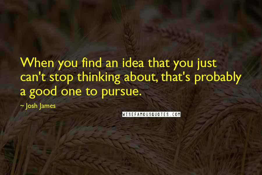 Josh James Quotes: When you find an idea that you just can't stop thinking about, that's probably a good one to pursue.