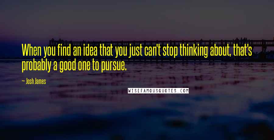 Josh James Quotes: When you find an idea that you just can't stop thinking about, that's probably a good one to pursue.