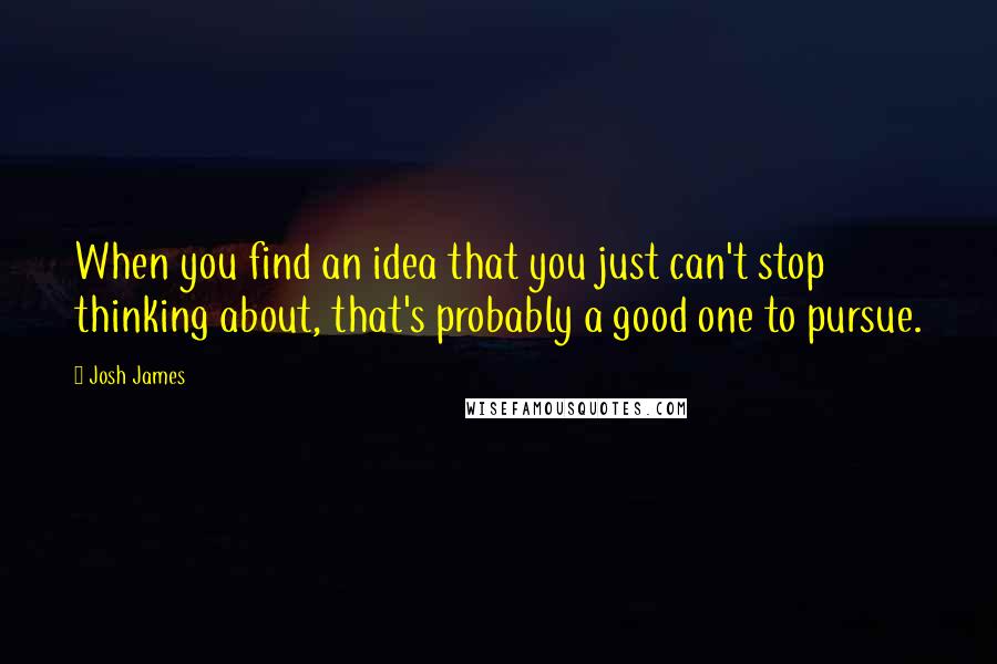 Josh James Quotes: When you find an idea that you just can't stop thinking about, that's probably a good one to pursue.