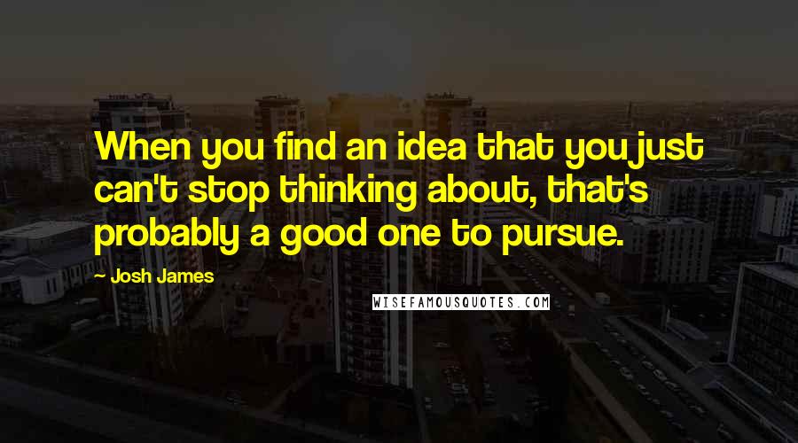 Josh James Quotes: When you find an idea that you just can't stop thinking about, that's probably a good one to pursue.