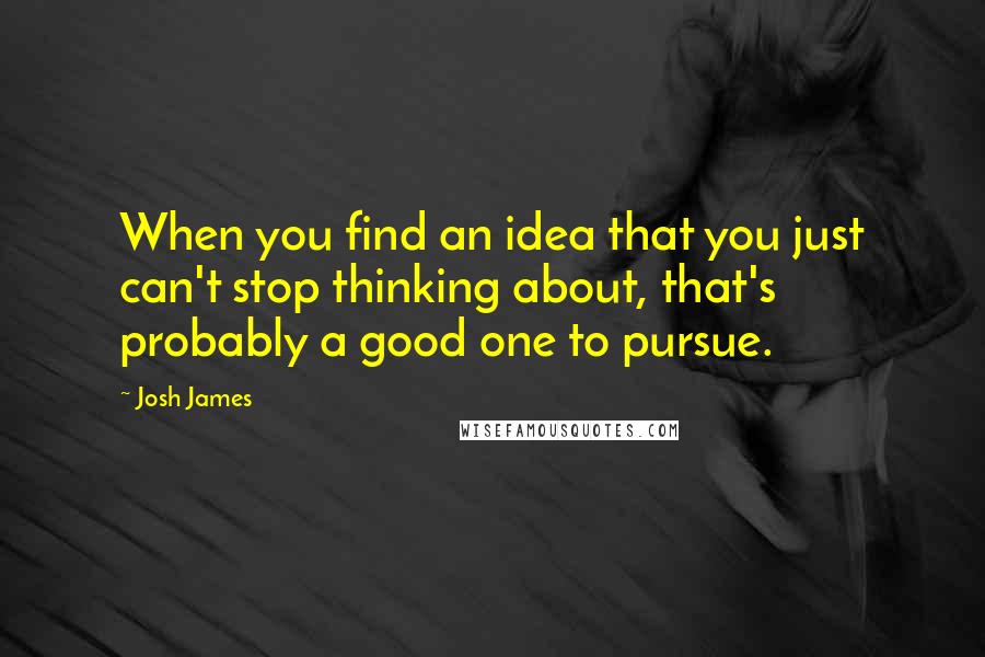 Josh James Quotes: When you find an idea that you just can't stop thinking about, that's probably a good one to pursue.