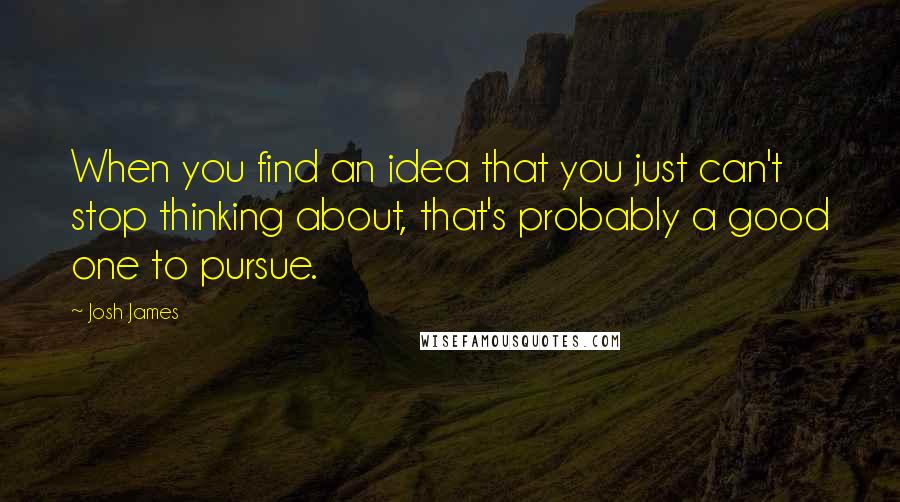 Josh James Quotes: When you find an idea that you just can't stop thinking about, that's probably a good one to pursue.