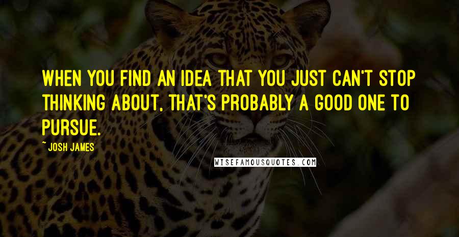 Josh James Quotes: When you find an idea that you just can't stop thinking about, that's probably a good one to pursue.