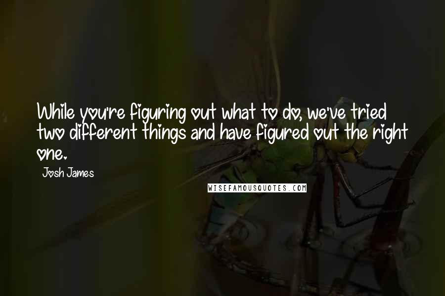 Josh James Quotes: While you're figuring out what to do, we've tried two different things and have figured out the right one.