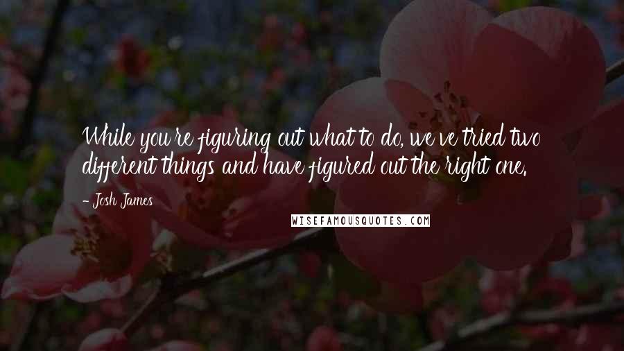 Josh James Quotes: While you're figuring out what to do, we've tried two different things and have figured out the right one.