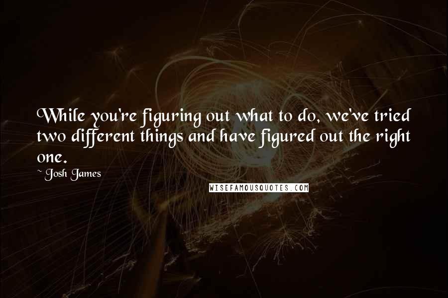 Josh James Quotes: While you're figuring out what to do, we've tried two different things and have figured out the right one.