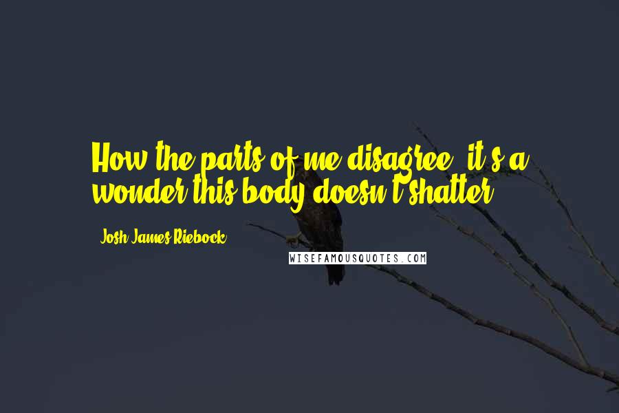 Josh James Riebock Quotes: How the parts of me disagree, it's a wonder this body doesn't shatter.